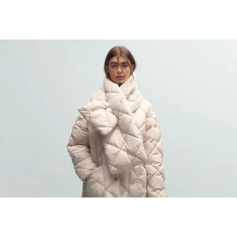 Barbour Brigitte Ladies Puffer Coat & Scarf - French Oak/Sky Dress Tartan