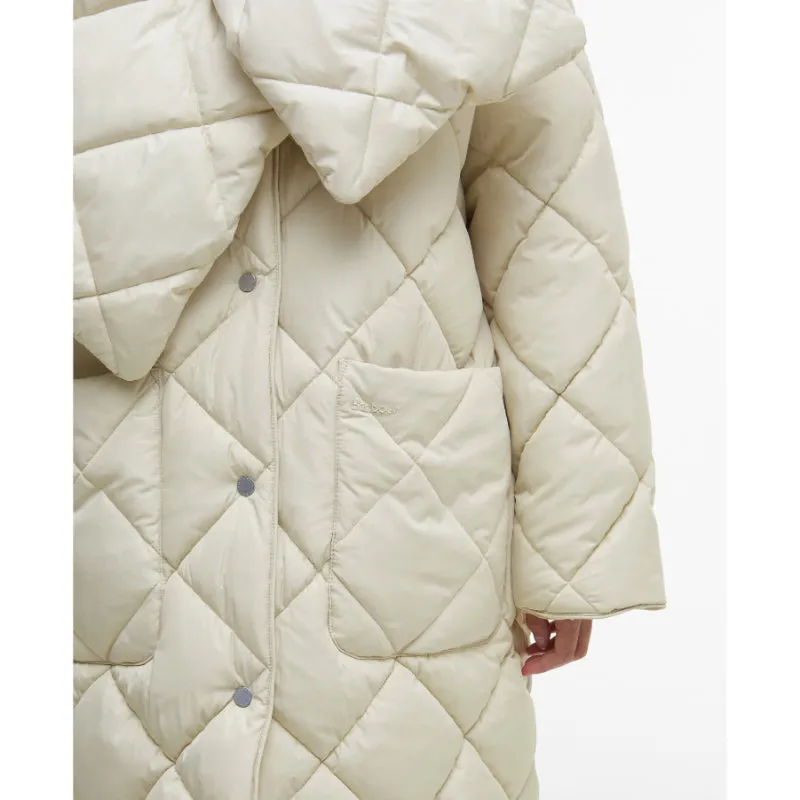 Barbour Brigitte Ladies Puffer Coat & Scarf - French Oak/Sky Dress Tartan