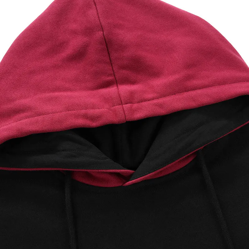 Black Contrast Color Spliced Graffiti Hoodies