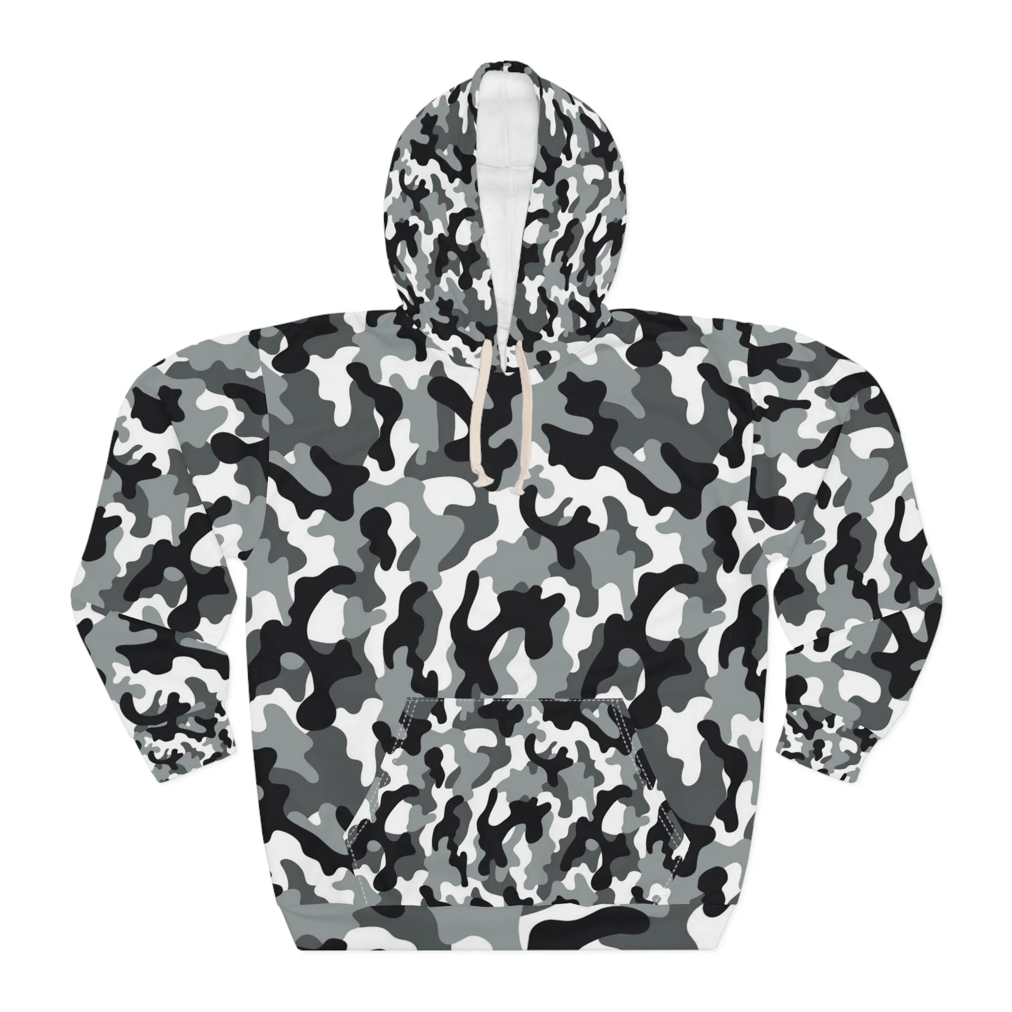 Black White Gray Camo Unisex Pullover Hoodie