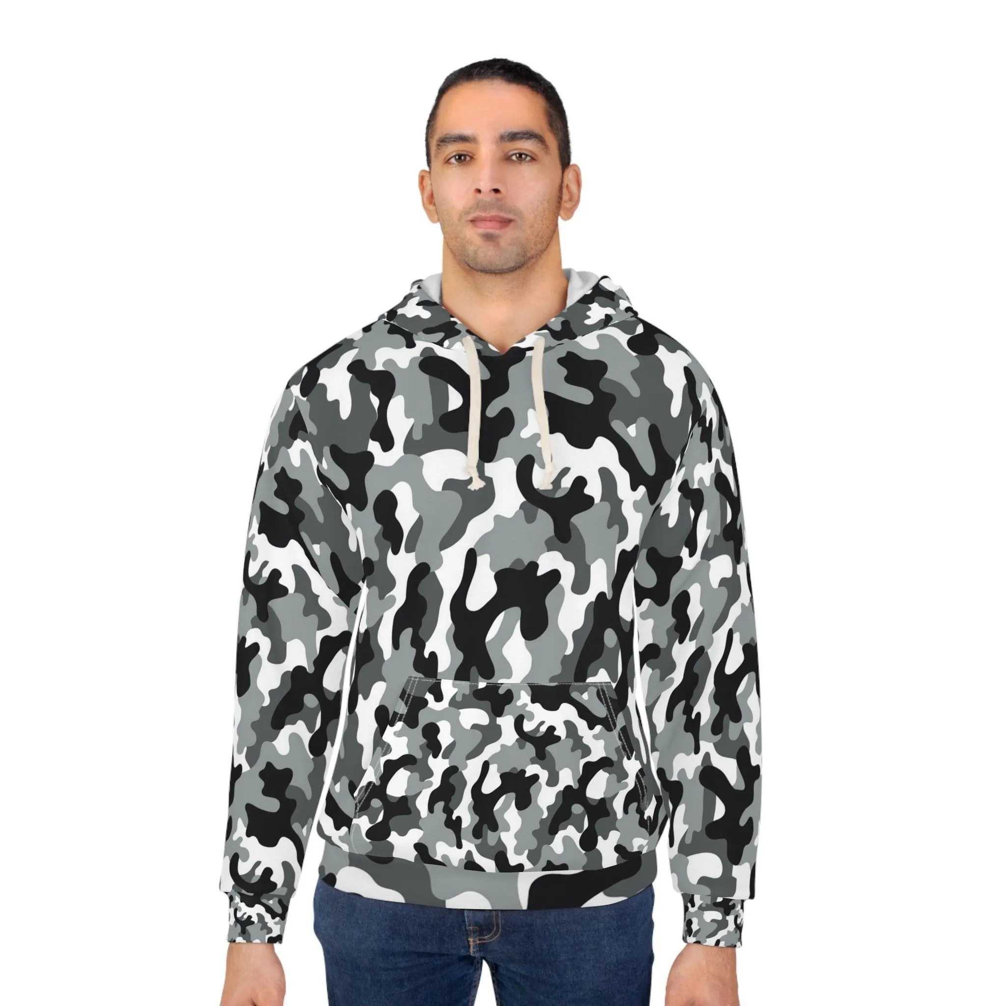 Black White Gray Camo Unisex Pullover Hoodie