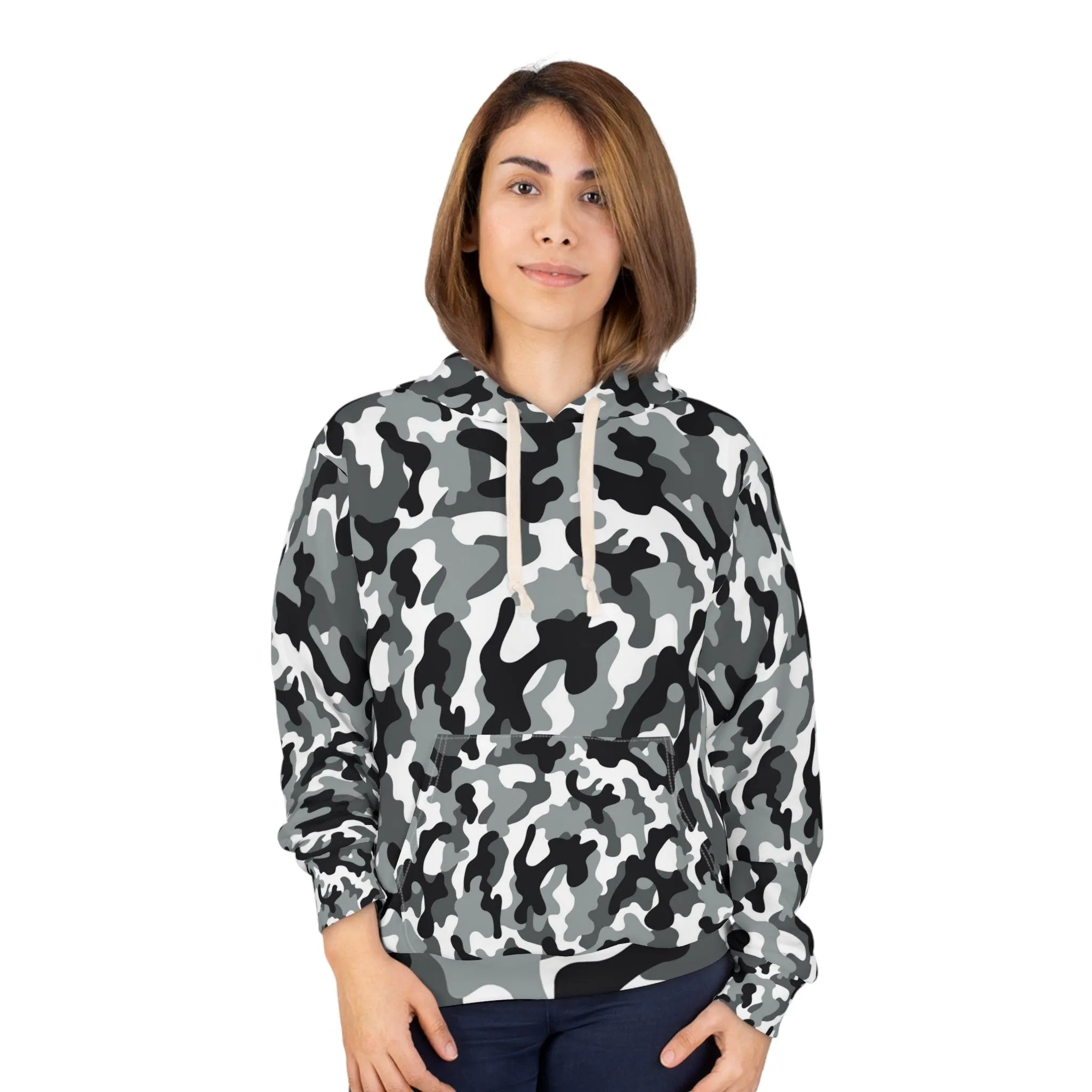 Black White Gray Camo Unisex Pullover Hoodie