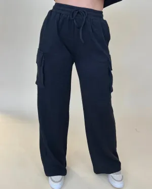 Chasin' You Black Rib Cargo Pants