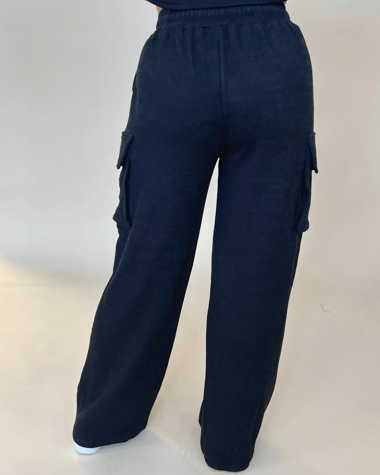 Chasin' You Black Rib Cargo Pants