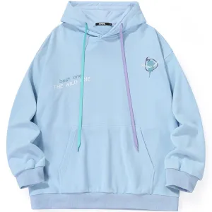 Chinese Style Print Drop-Shoulder Sleeve Hoodies