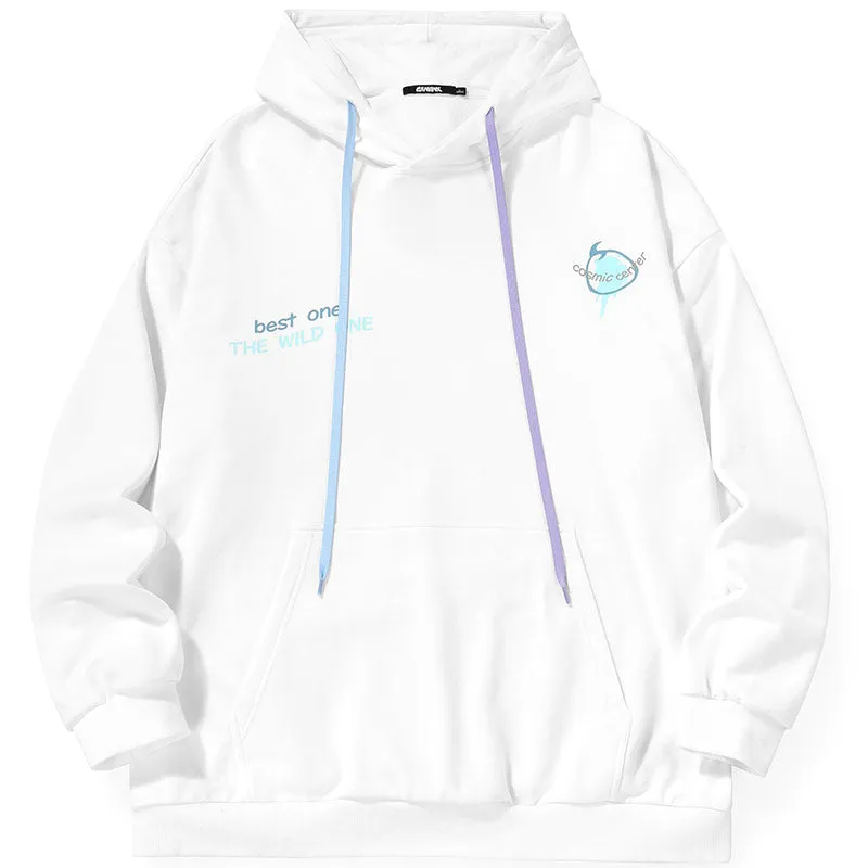 Chinese Style Print Drop-Shoulder Sleeve Hoodies