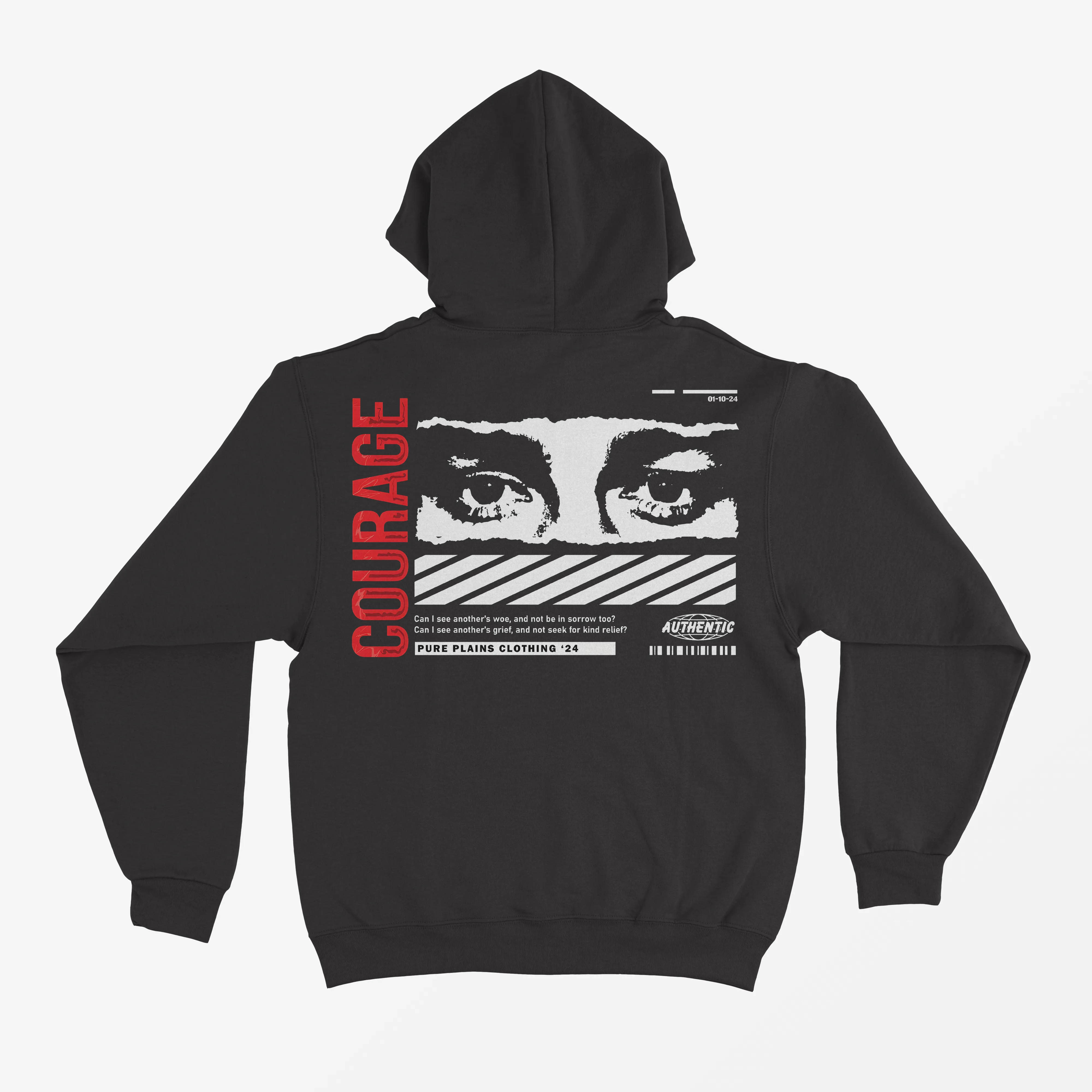 Courage Black Regular Fit Hoodie