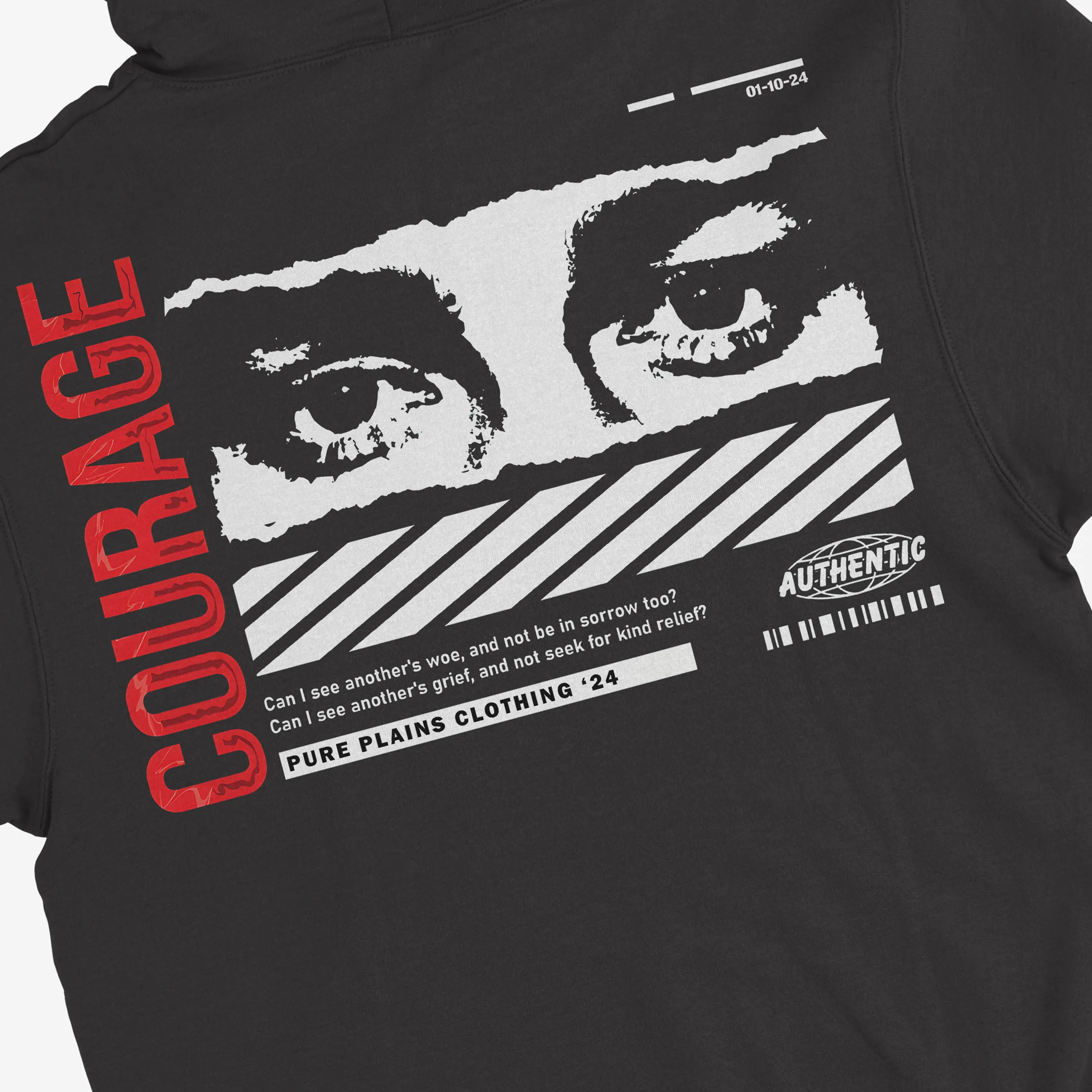 Courage Black Regular Fit Hoodie