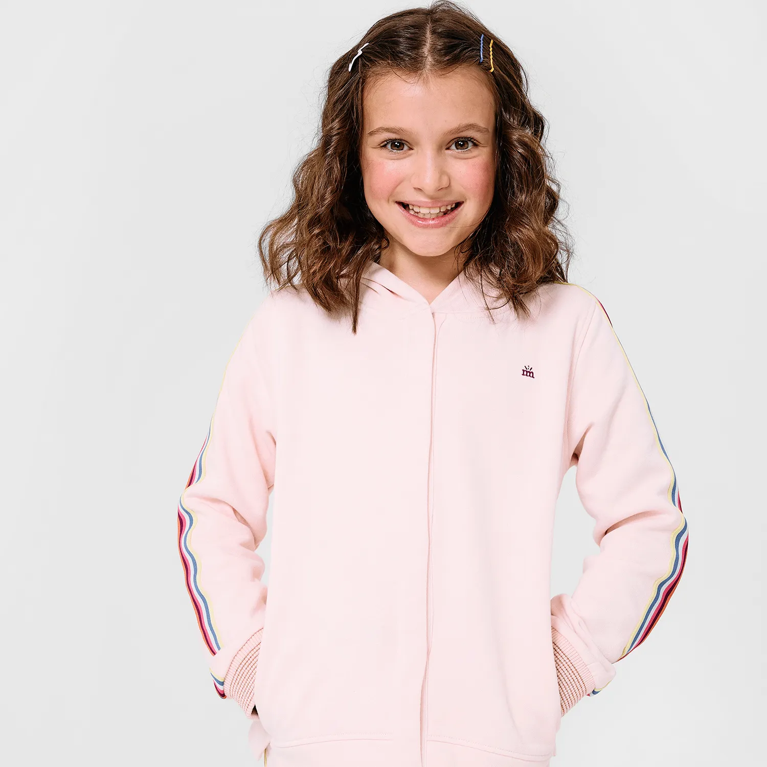 crystal pink cotton magnetic hoodie