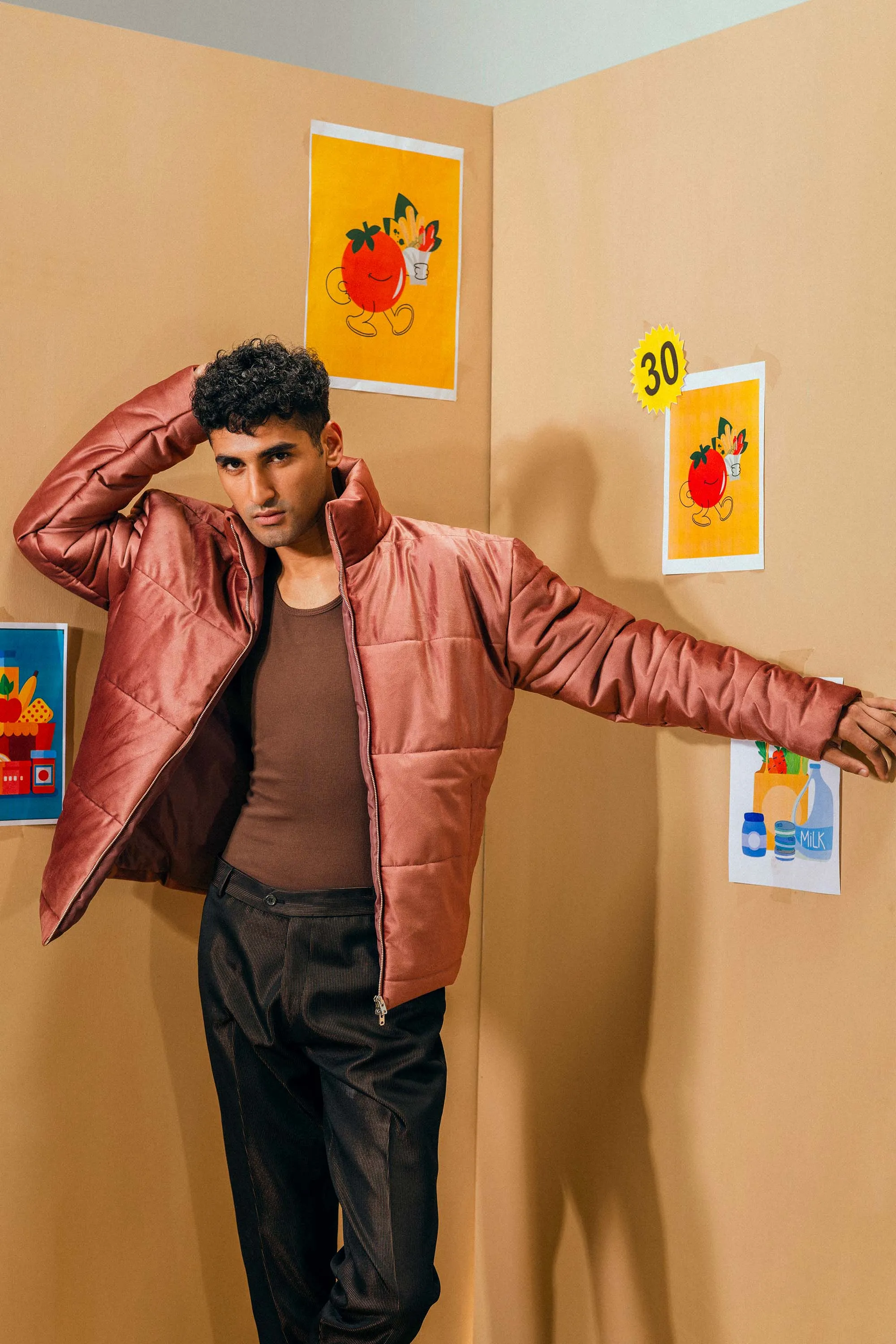 Deep Tea Pink Velvet Puffer Jacket
