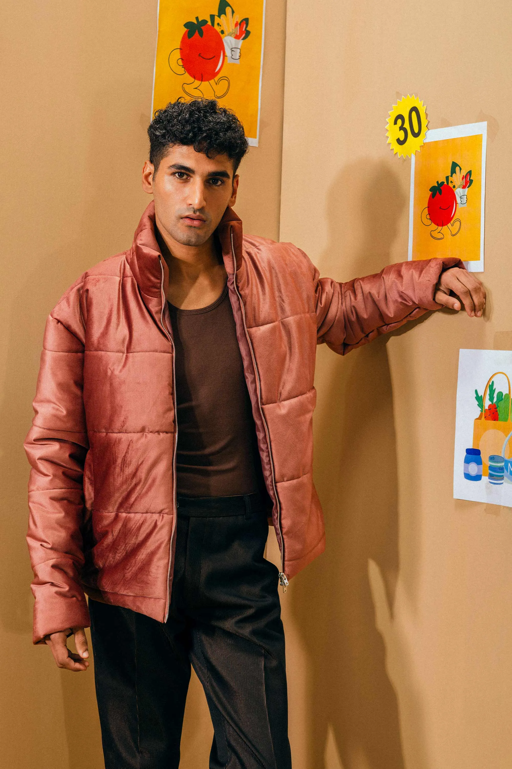 Deep Tea Pink Velvet Puffer Jacket