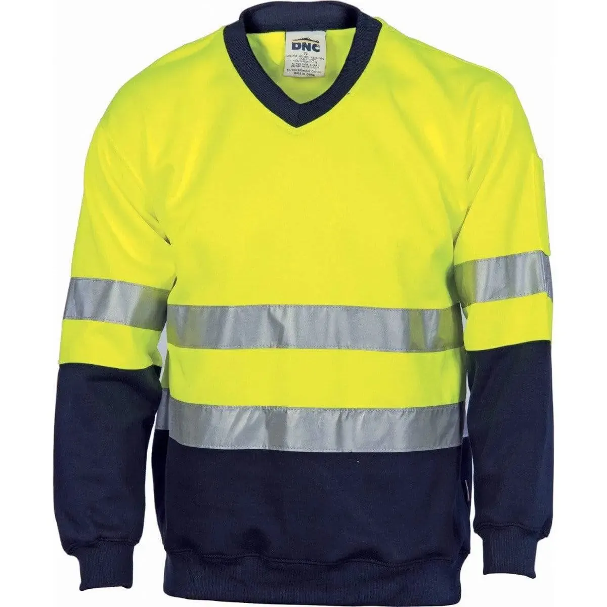 Dnc Workwear Hi-vis Two-tone V-neck Sweatshirt (Sloppy Joe) With Generic R/tape - 3921