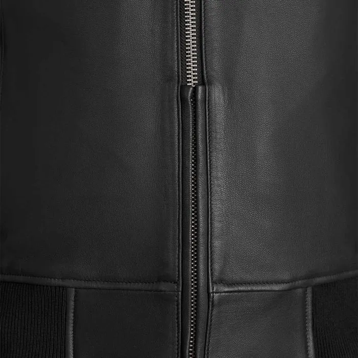 FALCON LEATHER AVIATOR JACKET BLACK - Men's Leather Motorcycle Jacket