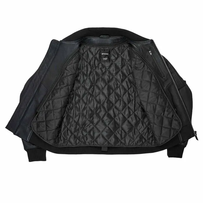FALCON LEATHER AVIATOR JACKET BLACK - Men's Leather Motorcycle Jacket