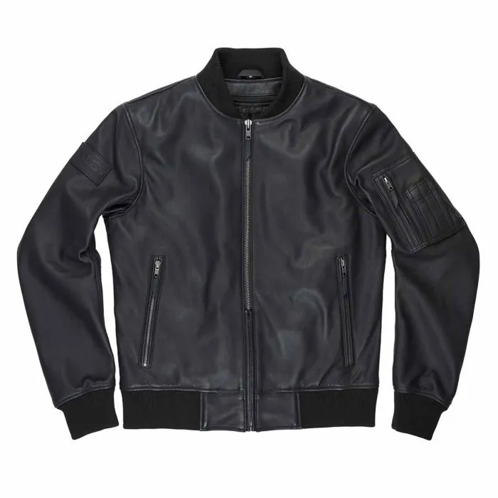 FALCON LEATHER AVIATOR JACKET BLACK - Men's Leather Motorcycle Jacket