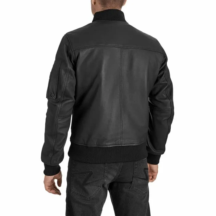 FALCON LEATHER AVIATOR JACKET BLACK - Men's Leather Motorcycle Jacket
