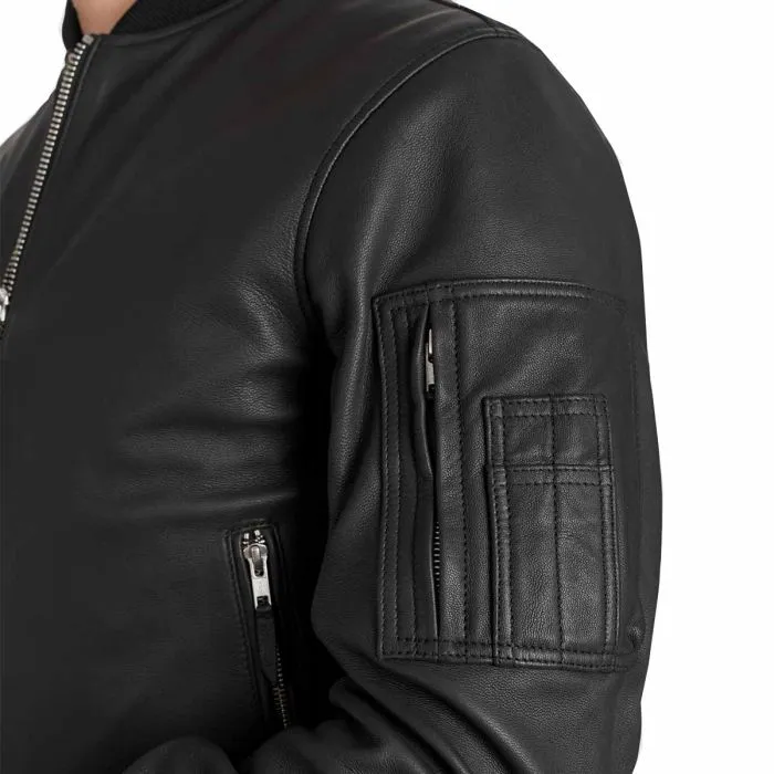 FALCON LEATHER AVIATOR JACKET BLACK - Men's Leather Motorcycle Jacket