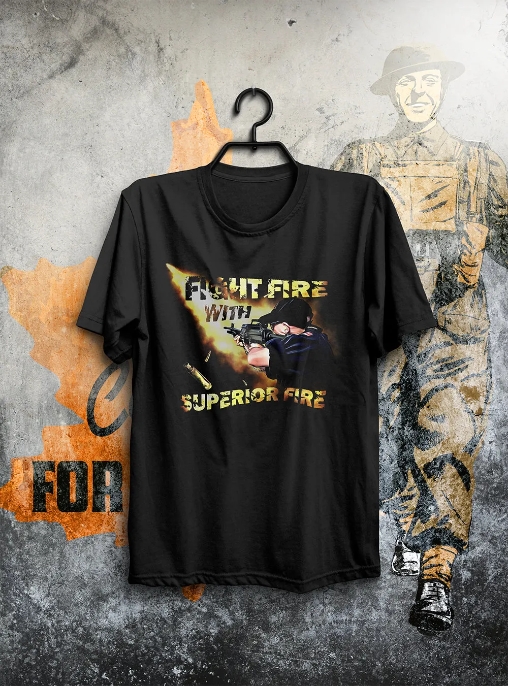 Fight Fire With Superior Fire Army/Navy T-Shirt