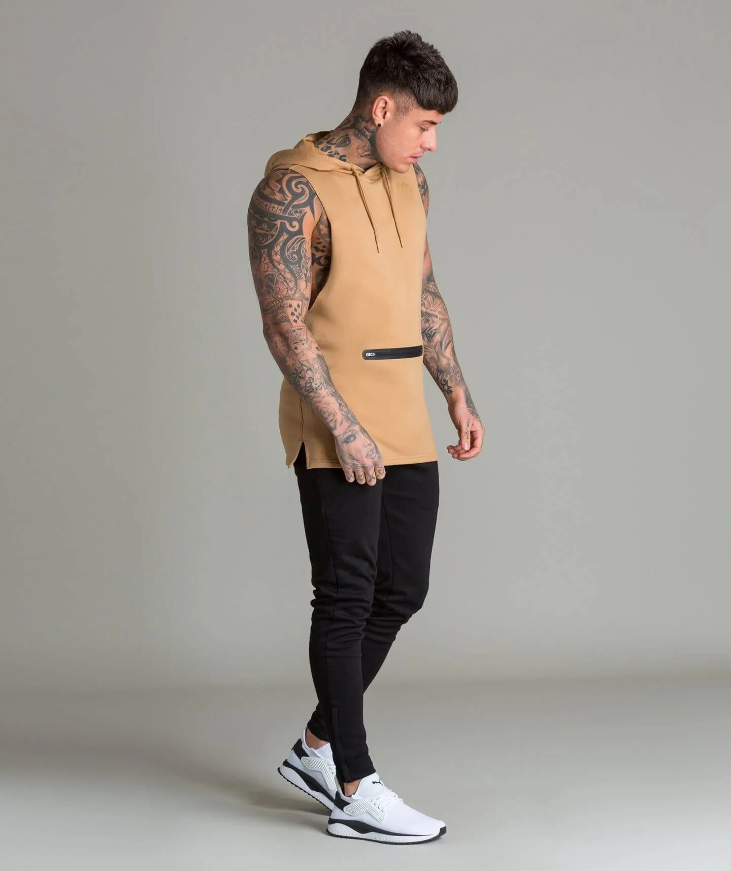 Flow Cut Off Hoodie (French Beige)