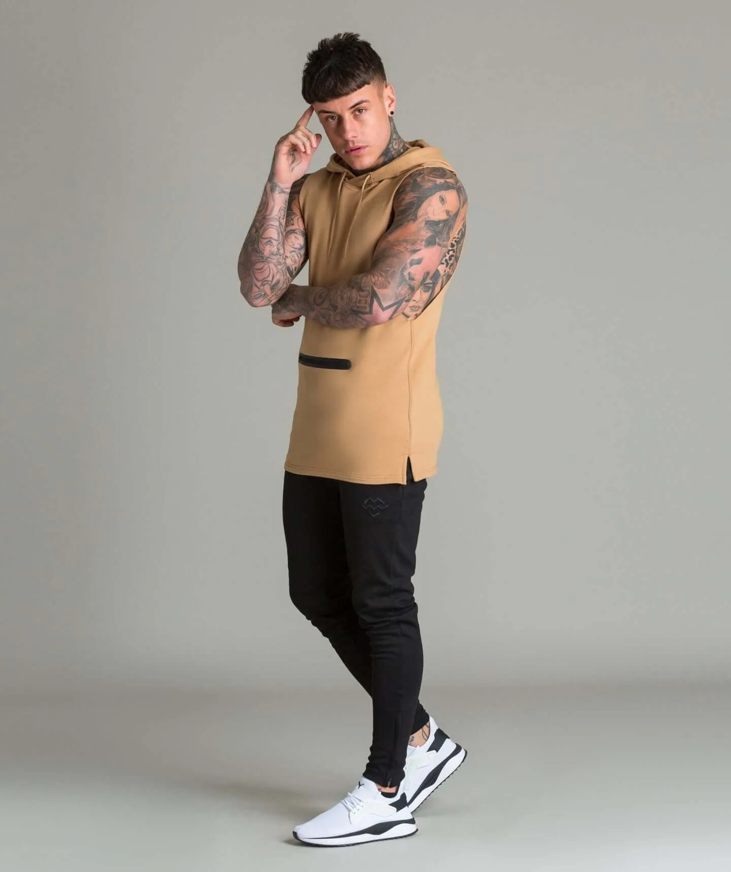 Flow Cut Off Hoodie (French Beige)
