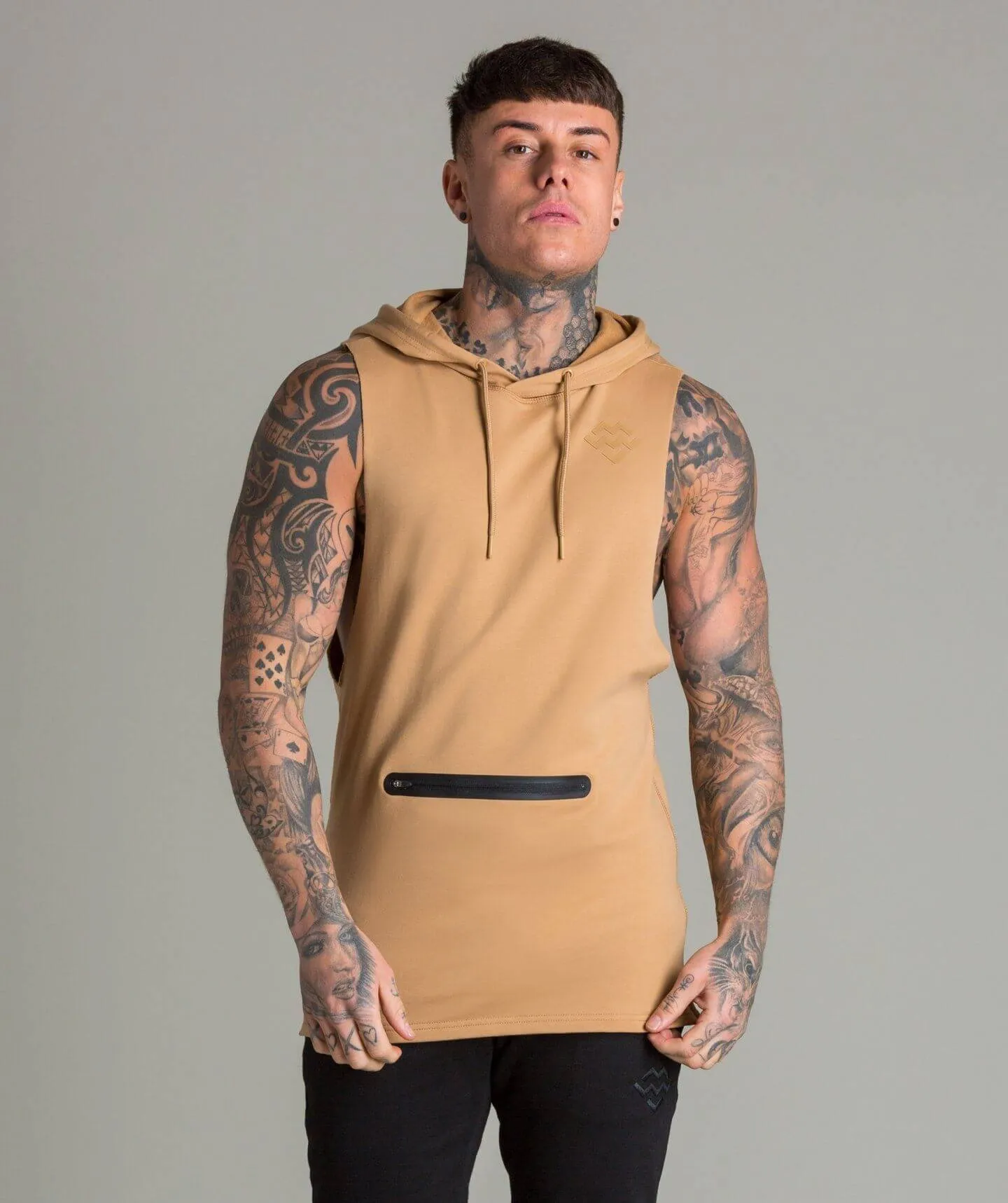 Flow Cut Off Hoodie (French Beige)