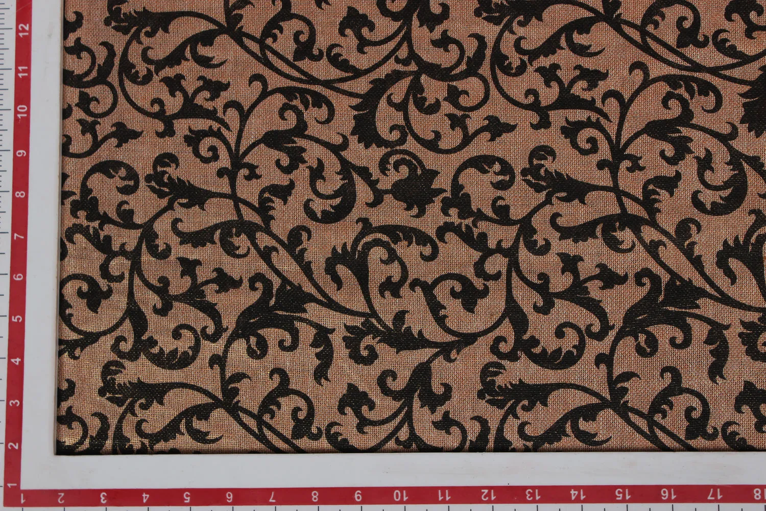 Golden Brown & Black Traditional Hopsack Cotton Matty Fabric
