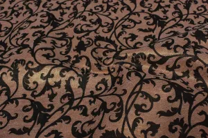 Golden Brown & Black Traditional Hopsack Cotton Matty Fabric