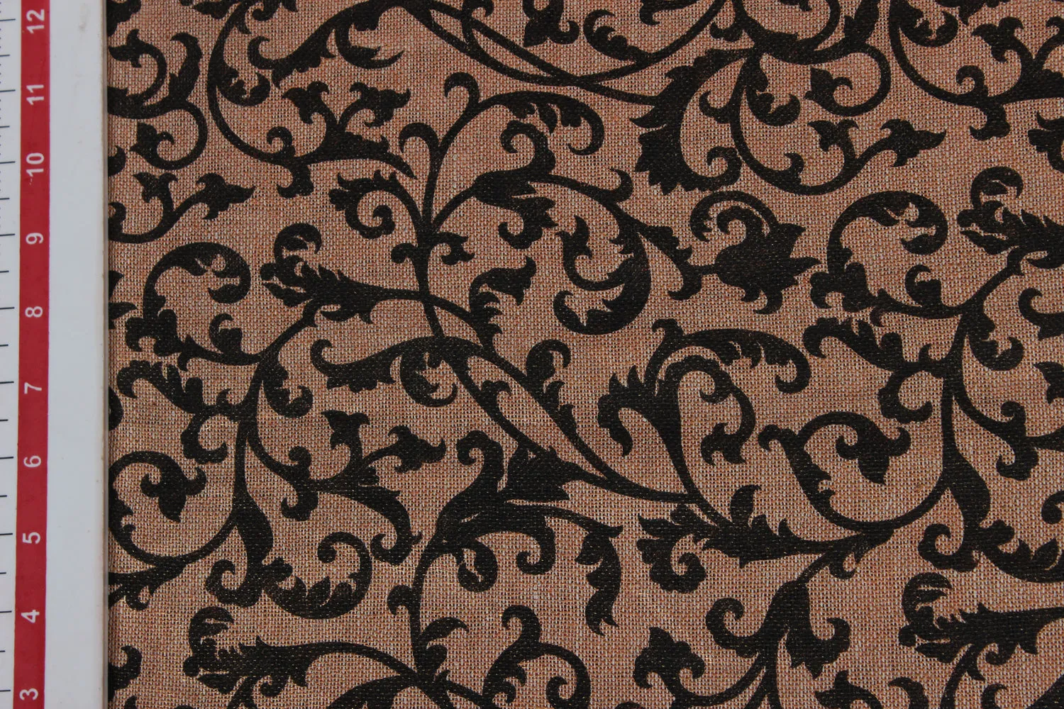 Golden Brown & Black Traditional Hopsack Cotton Matty Fabric