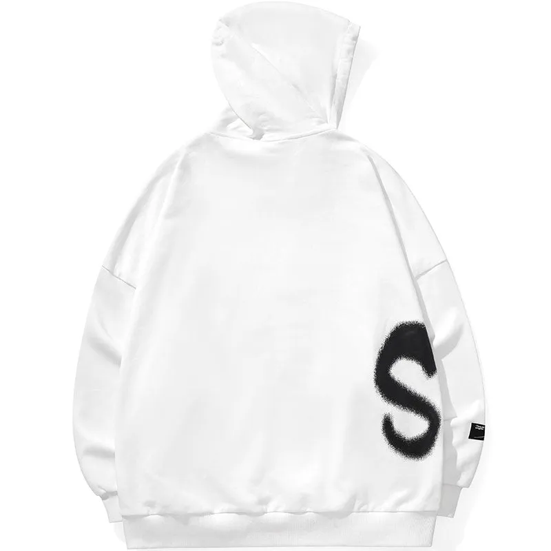 Graffiti Print Pocket Drop-Shoulder Sleeve Hoodies