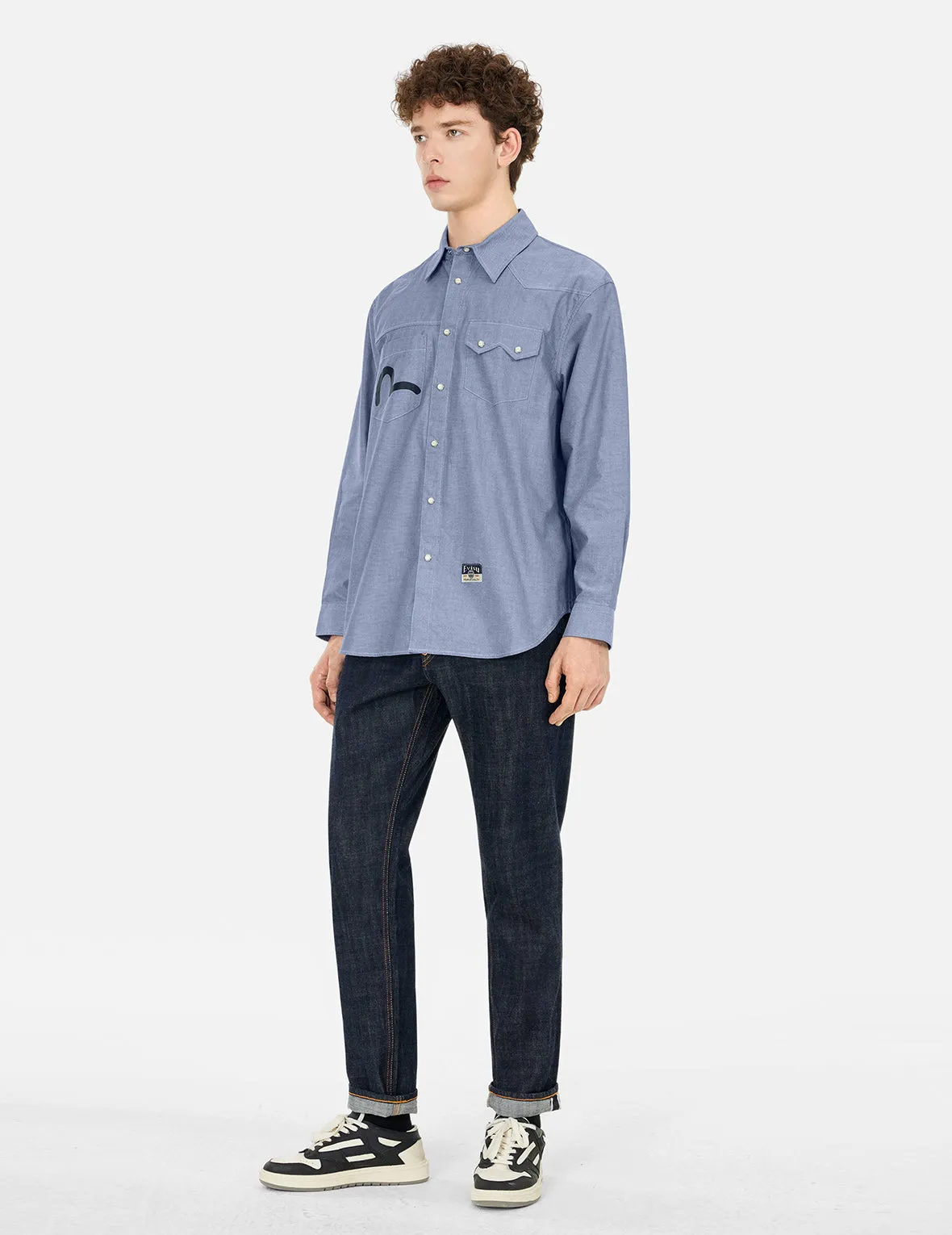 Half Kamon Embroidery and Print Relax Fit Shirt