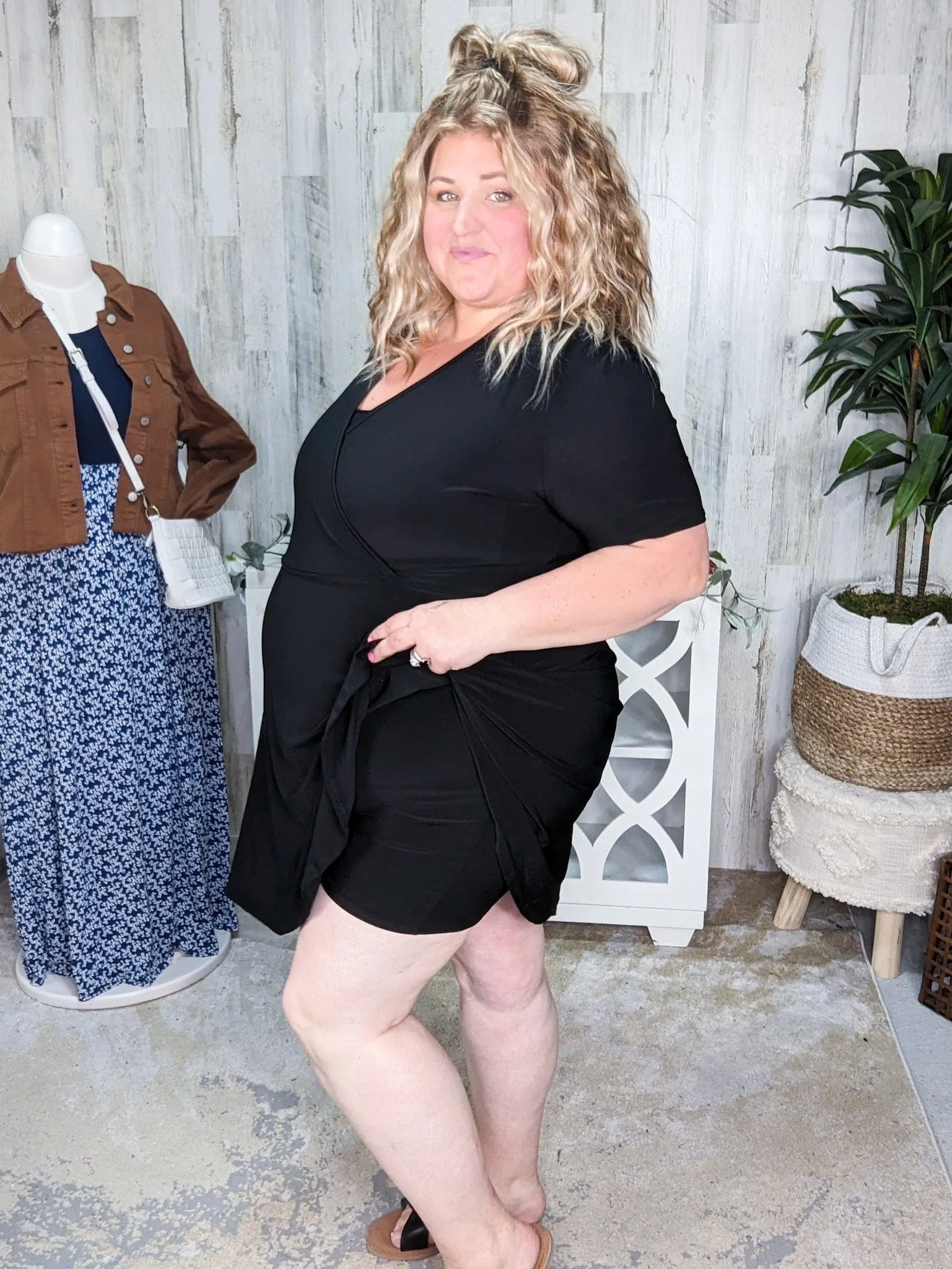 Heidi Short Sleeve Classic LBD w/Shorts in True Black