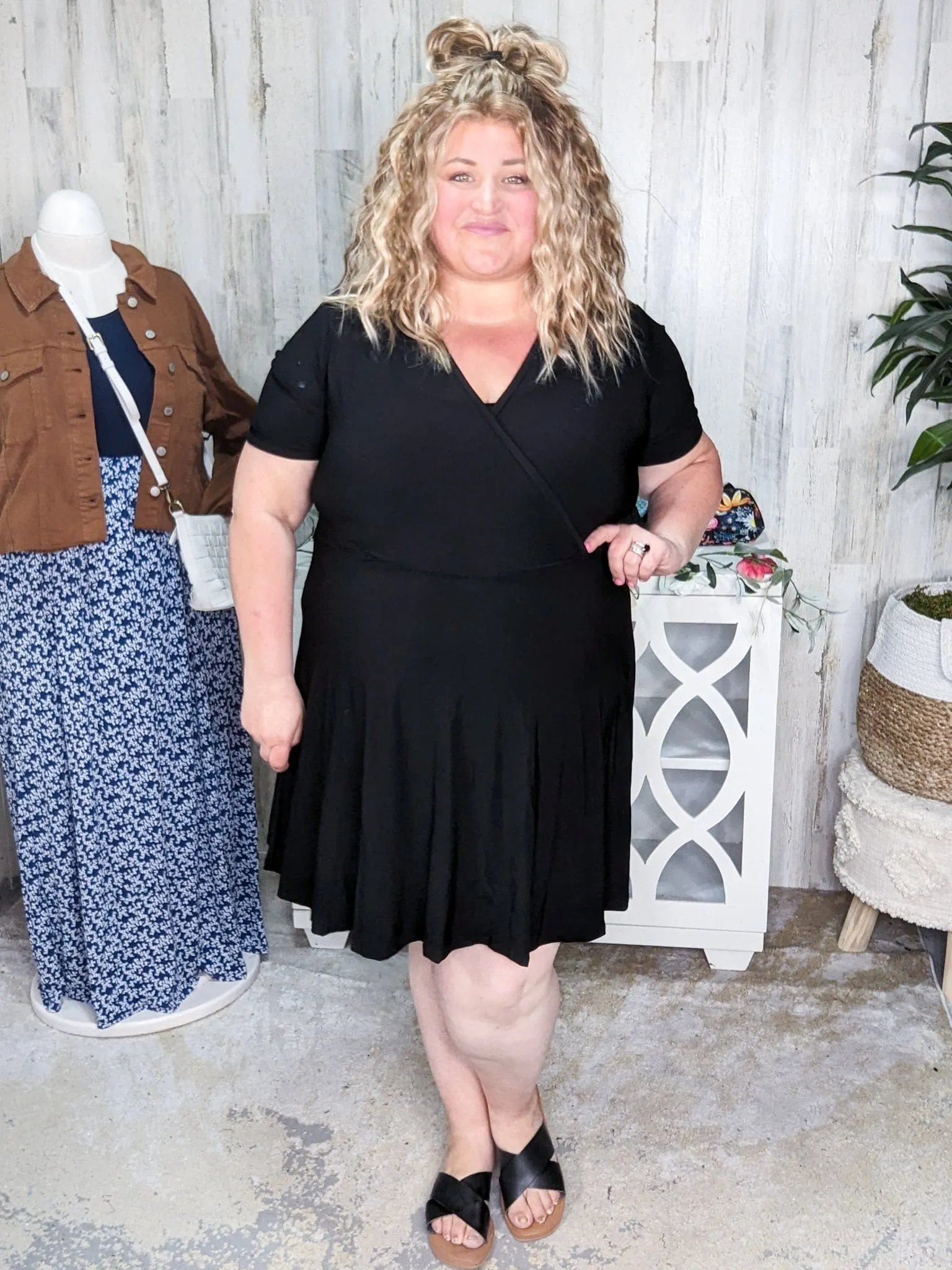 Heidi Short Sleeve Classic LBD w/Shorts in True Black