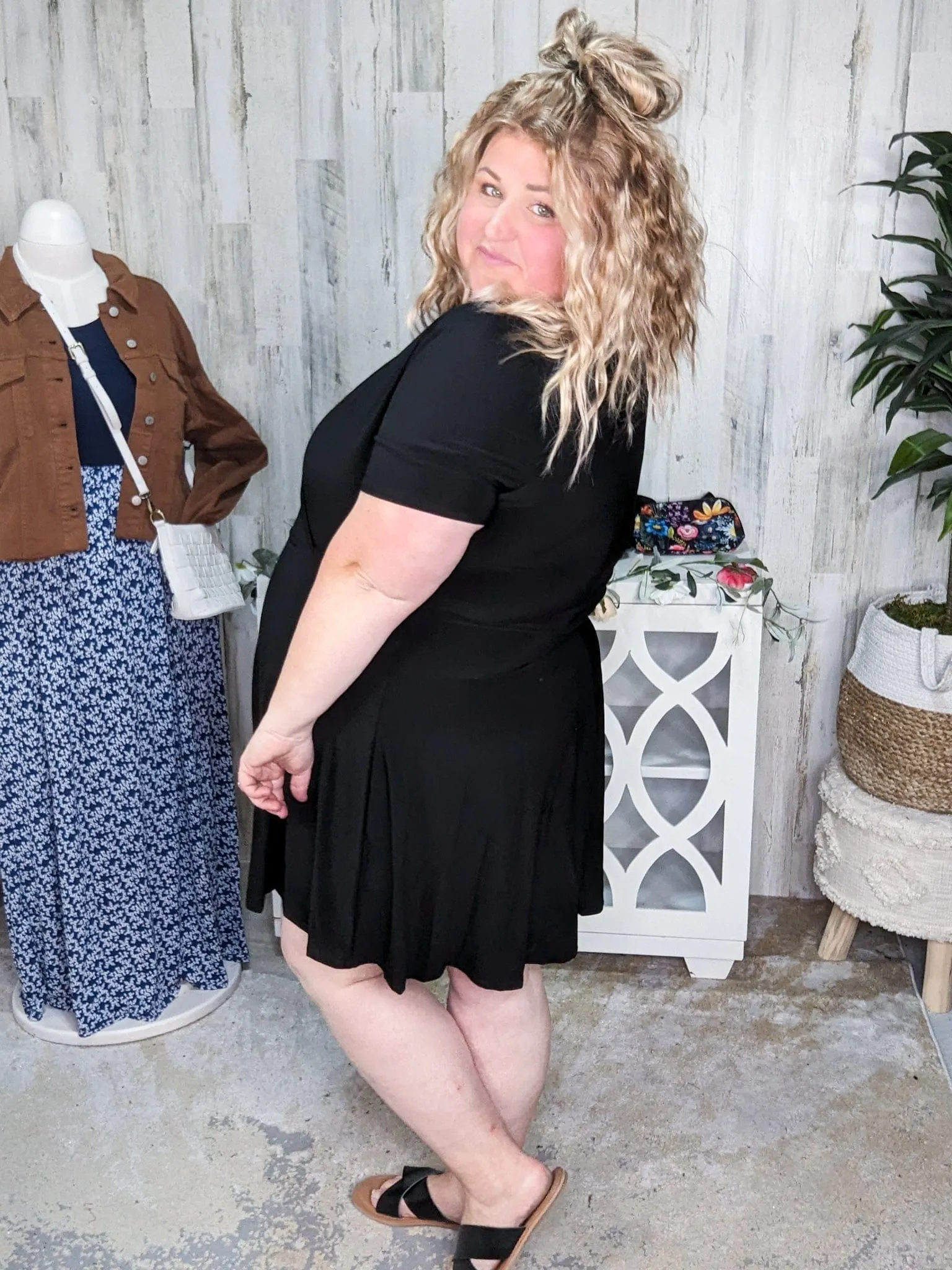 Heidi Short Sleeve Classic LBD w/Shorts in True Black