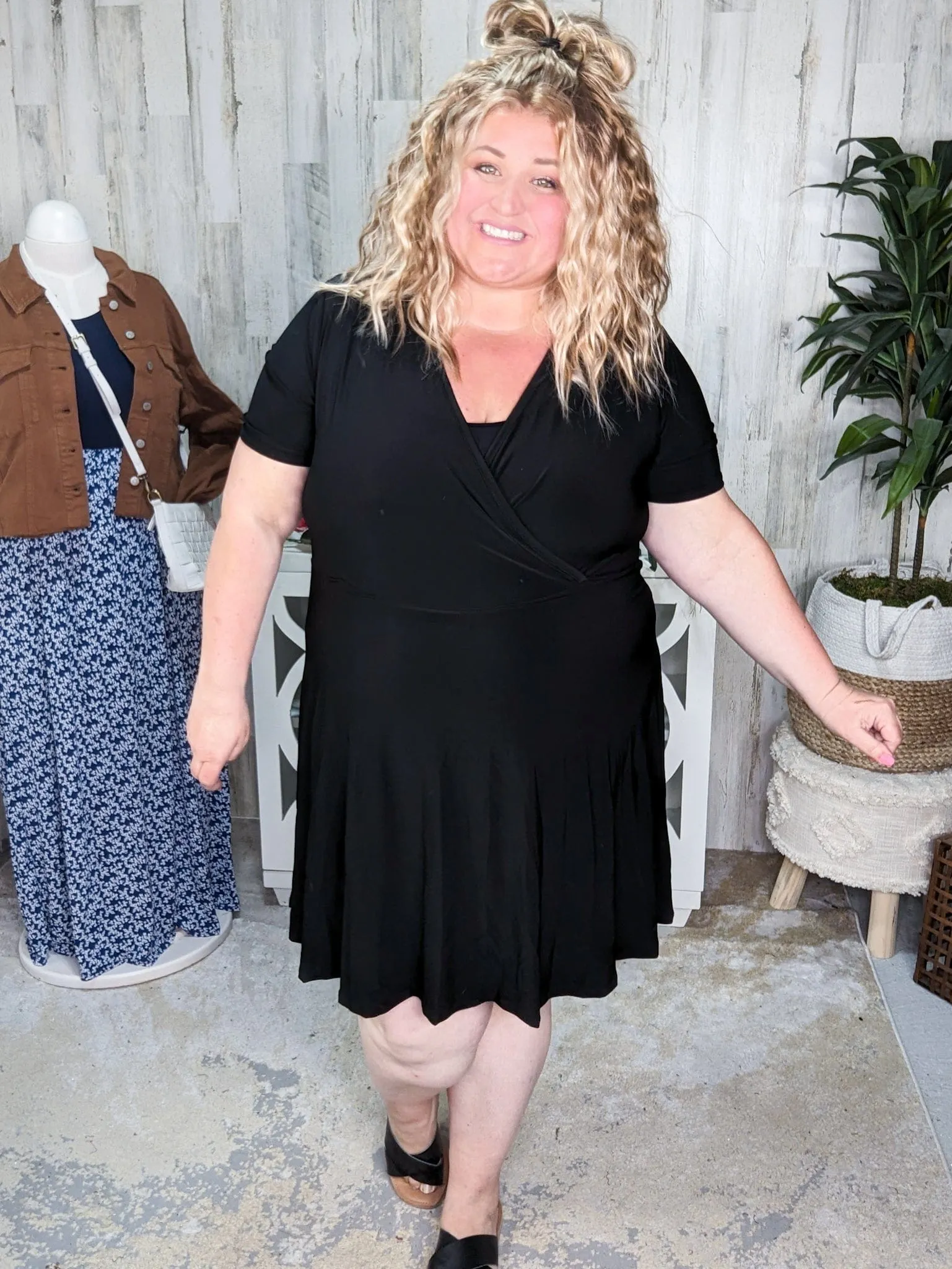 Heidi Short Sleeve Classic LBD w/Shorts in True Black