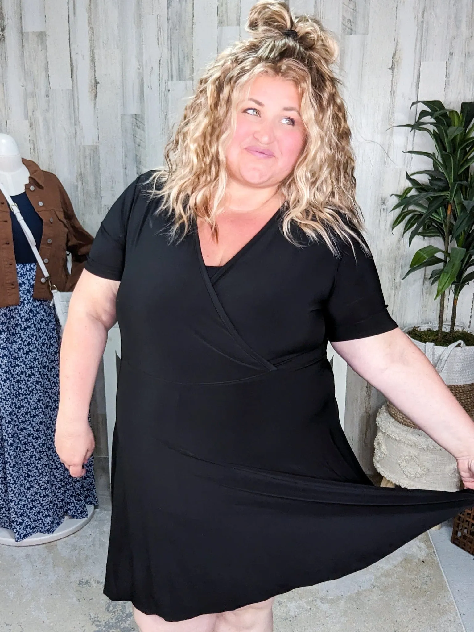 Heidi Short Sleeve Classic LBD w/Shorts in True Black
