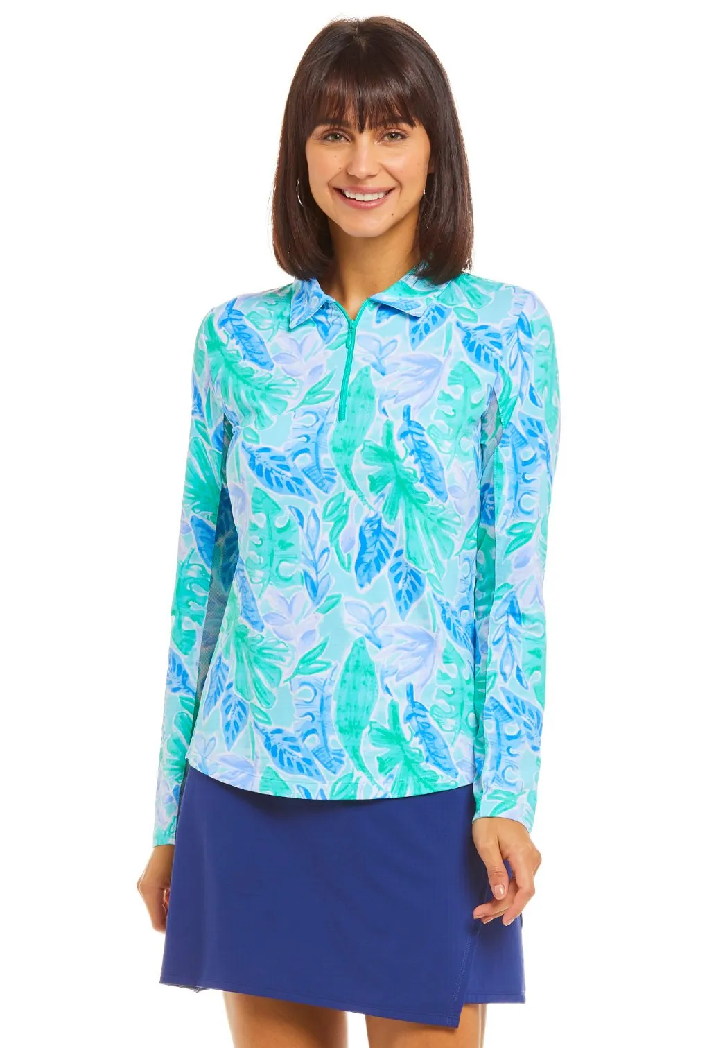 IBKUL Women's Allison Print Long Sleeve Polo - 41748