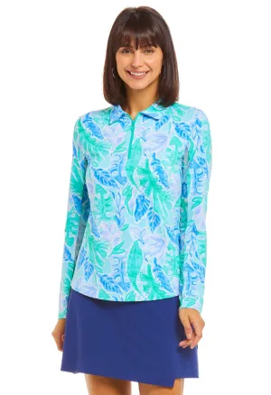IBKUL Women's Allison Print Long Sleeve Polo - 41748