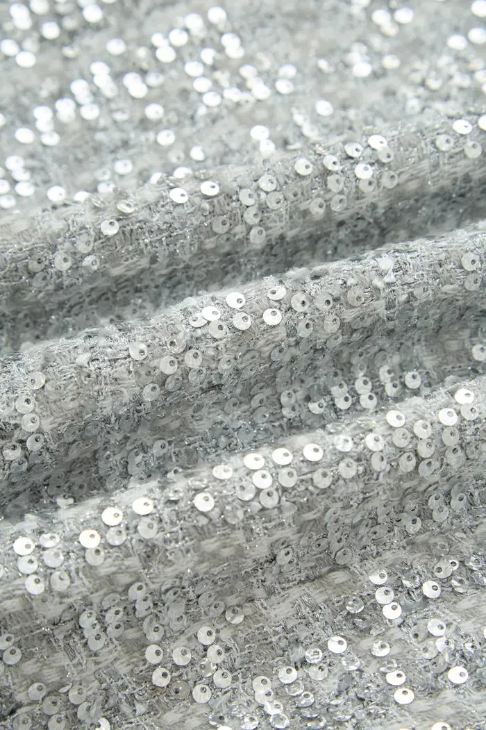 Iris Shimmering Silver Jacket in Sequined Tweed