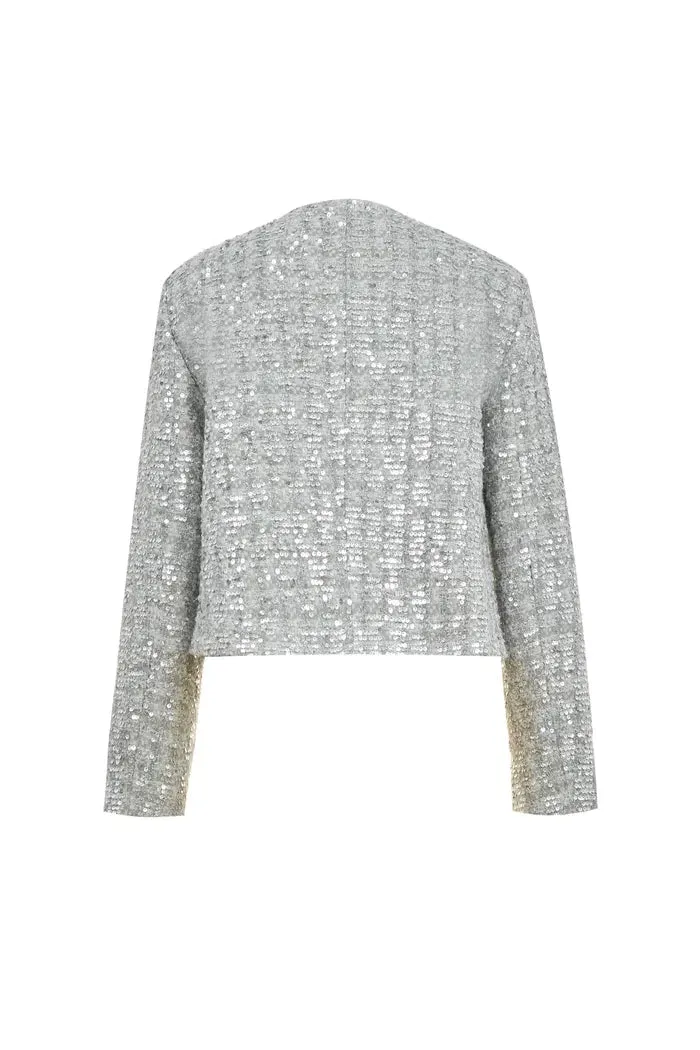 Iris Shimmering Silver Jacket in Sequined Tweed