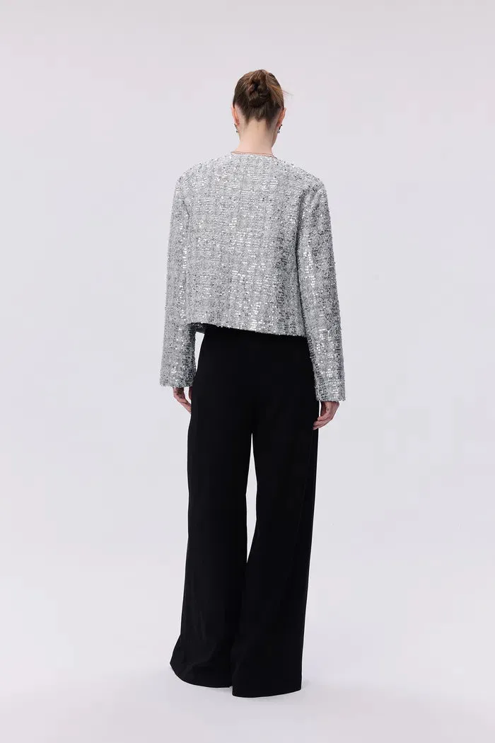 Iris Shimmering Silver Jacket in Sequined Tweed