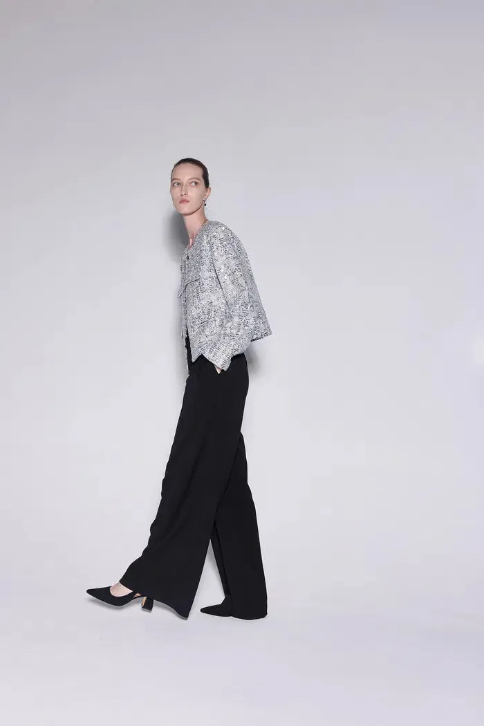 Iris Shimmering Silver Jacket in Sequined Tweed