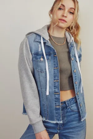 Kancan Hooded French Terry Denim Jacket