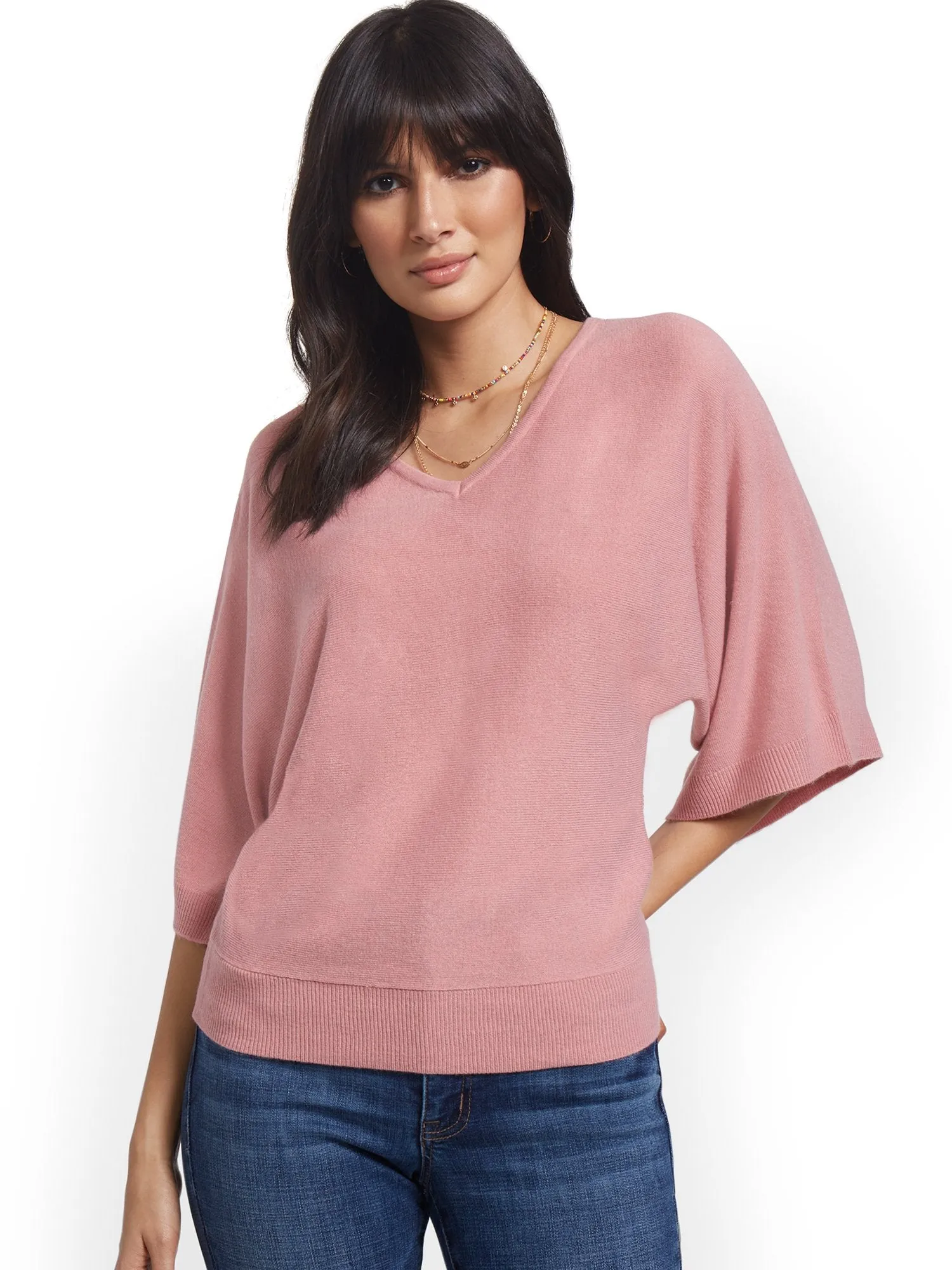 Kimono Sleeve V-Neck Sweater