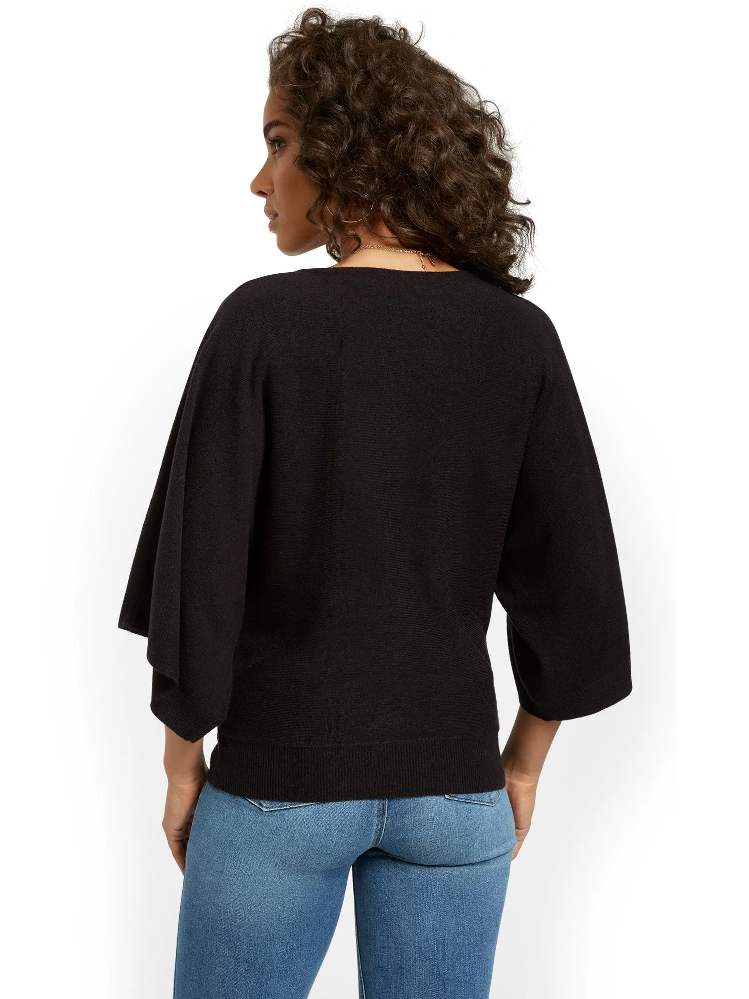 Kimono Sleeve V-Neck Sweater