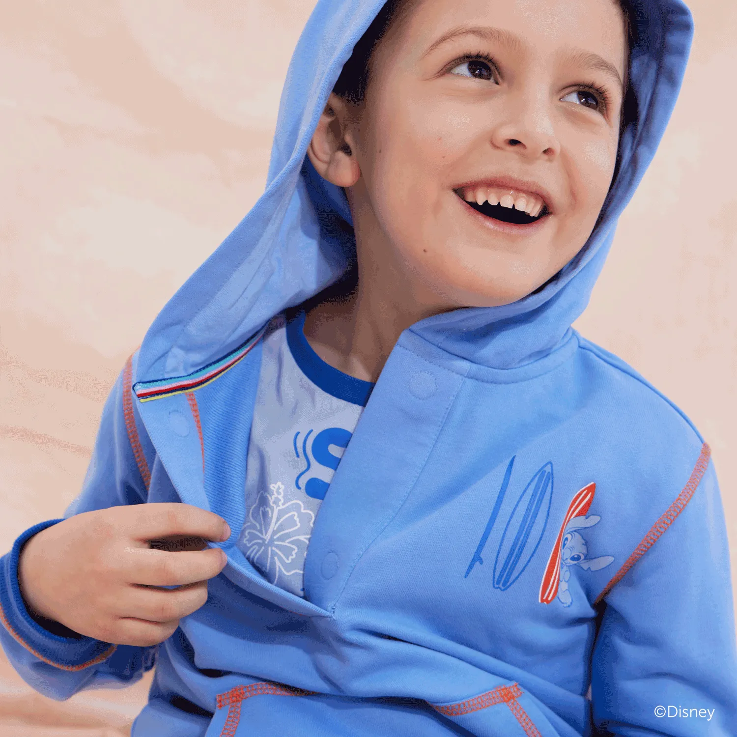 Lilo blue cotton magnetic hoodie
