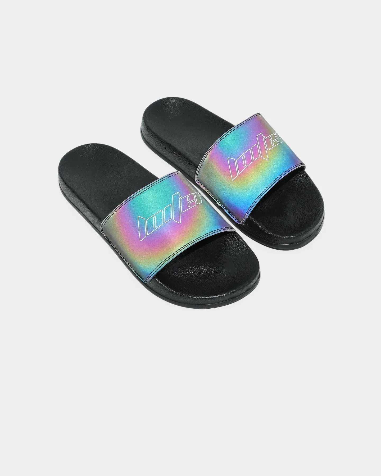 Loiter Reflective Slide Black/Rainbow Reflective