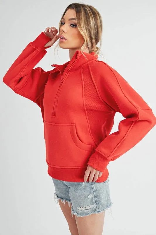 Long Dove Funnel Neck Half Zip Sweatshirt