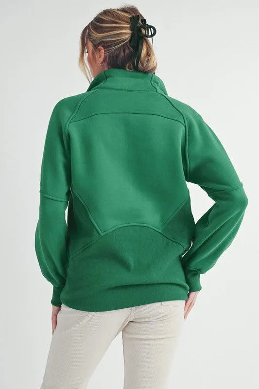 Long Dove Funnel Neck Half Zip Sweatshirt