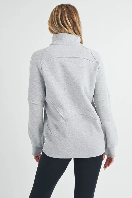 Long Dove Funnel Neck Half Zip Sweatshirt