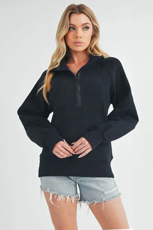 Long Dove Funnel Neck Half Zip Sweatshirt